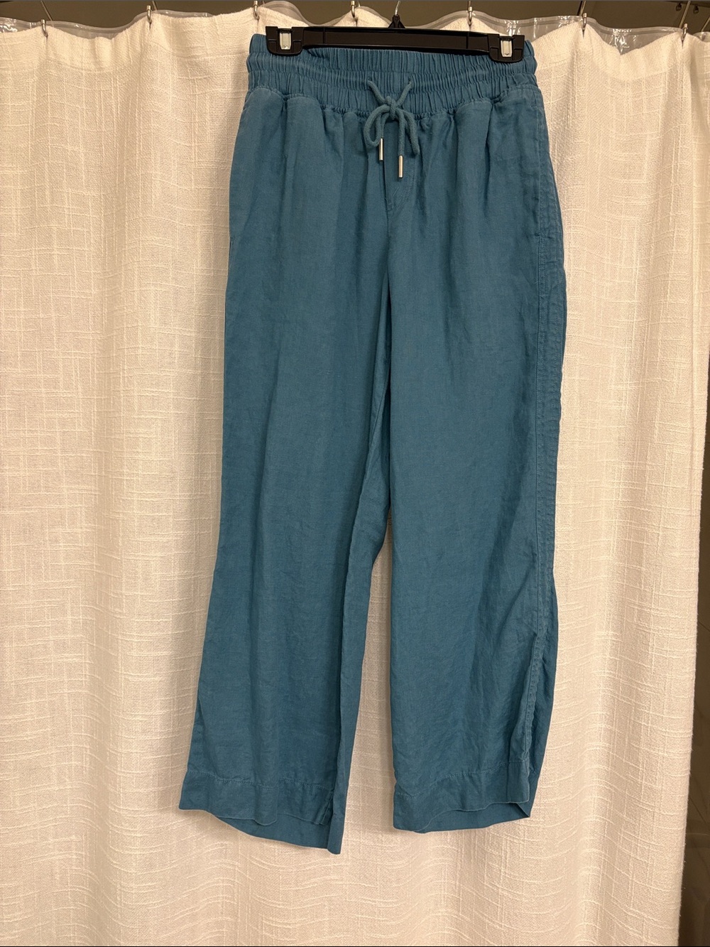 Quince Teal Wide-Leg Drawstring Pants